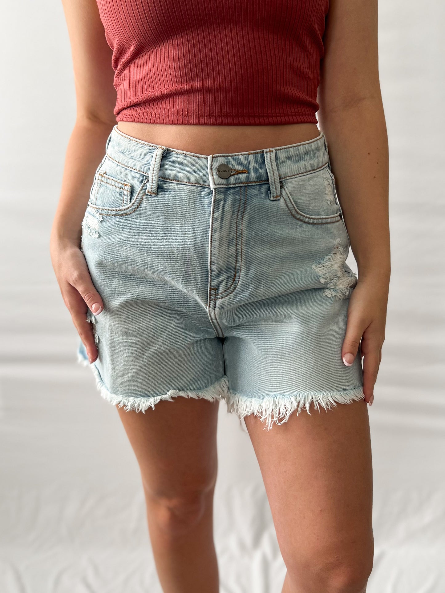 high rise dad shorts