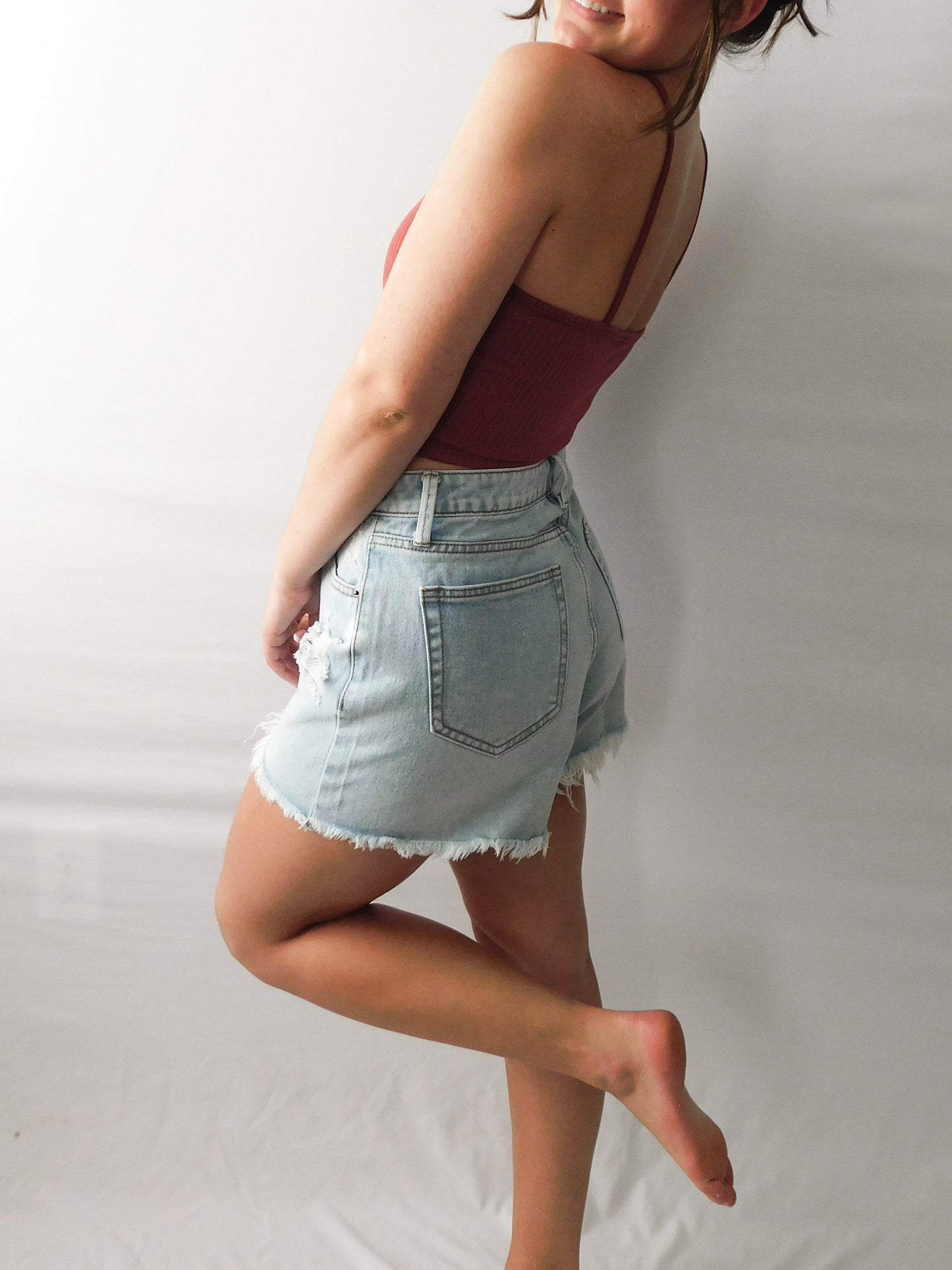 high rise dad shorts